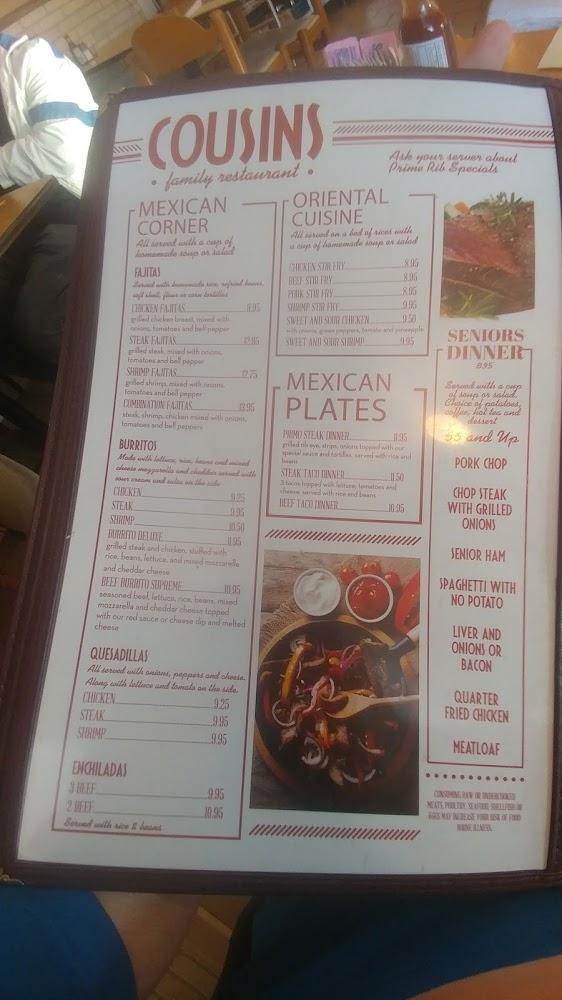 Cousins Family Restaurant Menu image 1